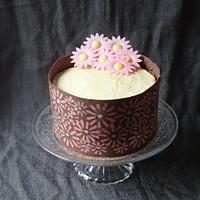 Floral chocolate wrap cake