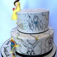 Painted character cake 
