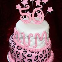 Pink leopard print cake