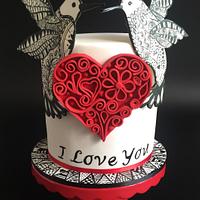 Valentines Cake 2016 - Zentangle inspired and quilling