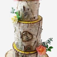 Silver birch wedding cake