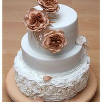 Wedding cake with cabbage rose
