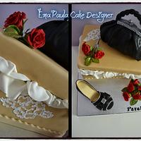 shoe and bag cake