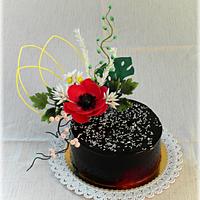 Flower chocolate cake