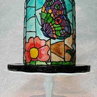 stained glass butterfly cake