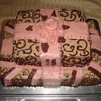 Pink Brown Birthday cake