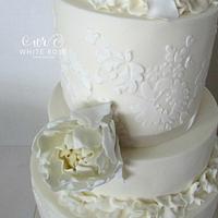 Four Tier Ruffles and Peonies Wedding Cake