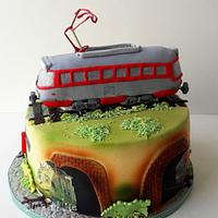 Tramcar and Chuggington trein cake