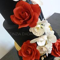 Orchids and Roses Wedding Cake