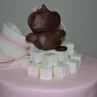 Baby Monkey and Bows Shower Cake