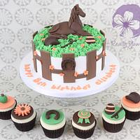 Horse cake and cupcakes
