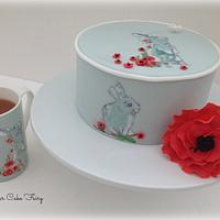 Painted Cake: Poppies & Rabbits
