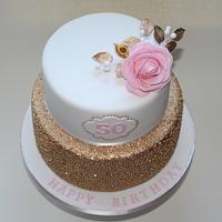 Golden elegant birthday cake