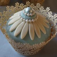 Wedding Cupcakes in Duck Egg Blue and Ivory