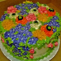 Summer floral cake (100% buttercream)