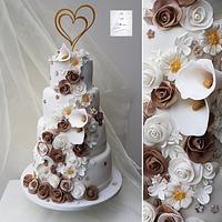 Wedding cake with lots of flowers