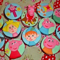 peppa pig and ben and holly cupcakes