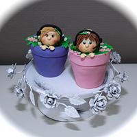 Girls in a flowerpot