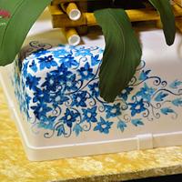 Bamboo & Orchids Wedding Cake