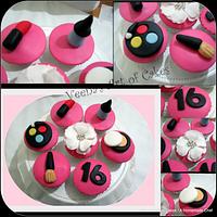 Sweet Sixteen Cupcakes with a Make Up Theme