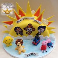 Sunshine cake with favourite TV characters