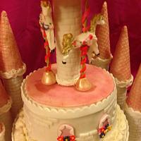 Castle cake with a carousel