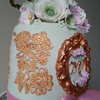 Vintage Gold Lace Cake 