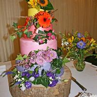 Floral Rainbow wedding Cake