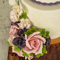 Woodland Flower Wedding Cake