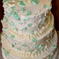 Buttercream wedding cake Leaves and branches