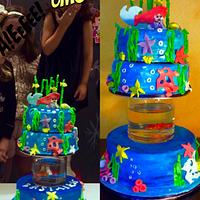Ariel cake with real fishes !!