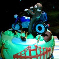 cake for motorcycle guy.driving from town to sfo bridge