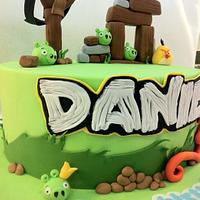Angry Birds Cake with matching cupcake toppers