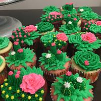 Fiesta themed cake w/ succulent cupcakes