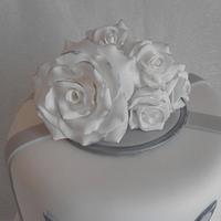 Silver Rose Wedding Cake