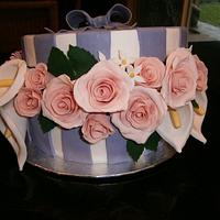 Floral hat box cake