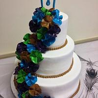 Peacock inspired wedding cake