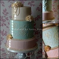 wedding with pearls and ruffles