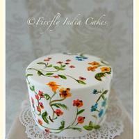 Hand painted cake & 'watercolor' rose cupcakes