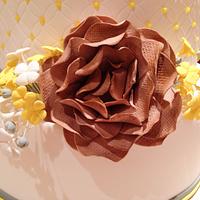 Yellow and grey with sugar burlap flower