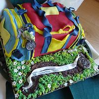 Chocolate Mud Cake 'Multi-Coloured Retro Sports Bag'