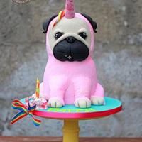 Unicorn pug dog cake :)