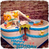 50th birthday pool cake