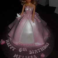 pink princess doll birthday cake