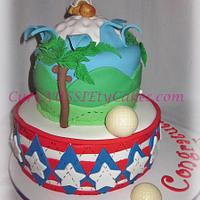 Golf / Puerto Rican theme men's baby shower cake