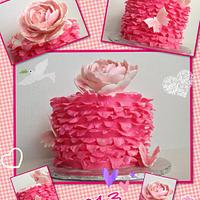 Pink Ruffled Peony cake
