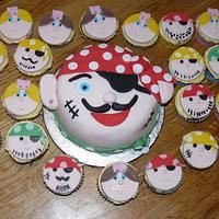 Pirates and Princess Cupcakes and cake 