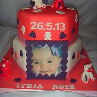 Teddies & Hearts Hexagonal Christening Cake