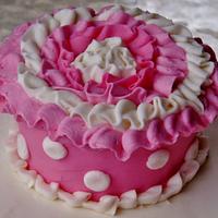 Pink buttercream cupcake 1st birthday cake.