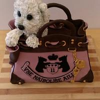 Dog in a handbag cake